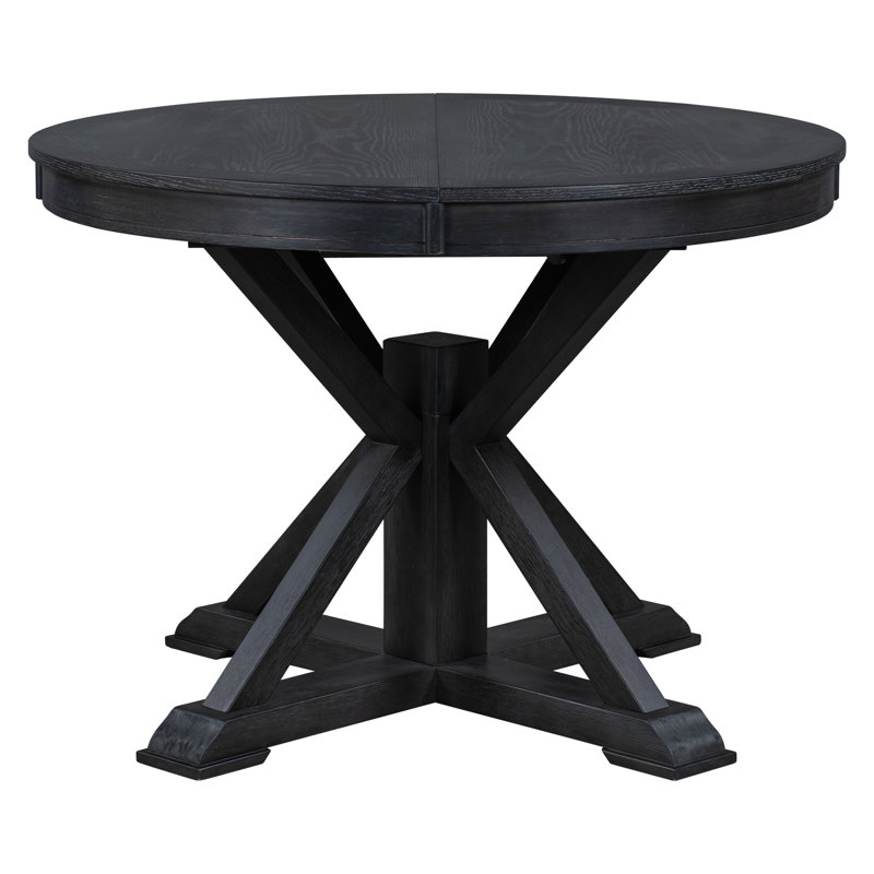 Table de salle à manger rétro avec rallonge fonctionnelle de 12 po pour salle à manger et salon, Espresso