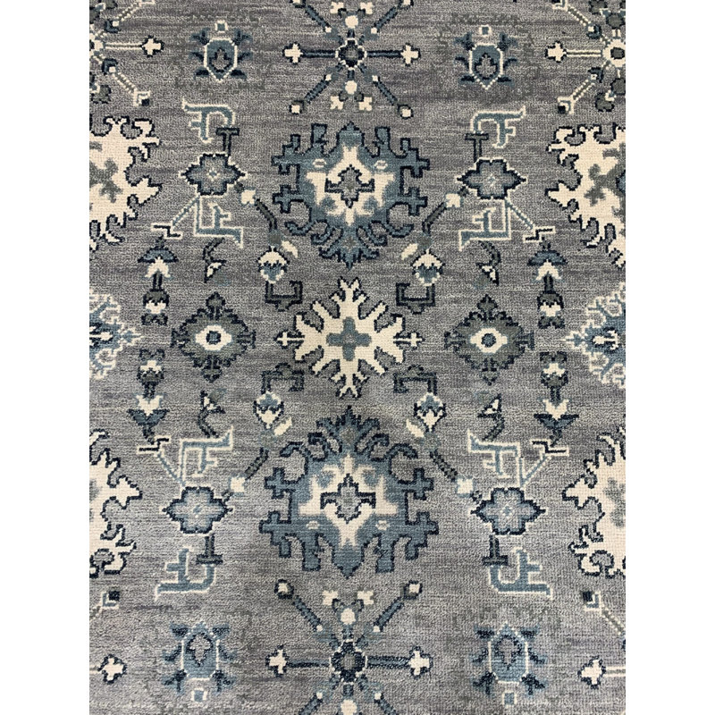 Gray Hand-Knotted Wool Celestial Clouds Cloud Bands Pattern Modern Contemporary Carpet Rug, 10' x 14'