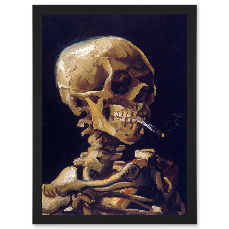 Vincent Van Gogh Skull with A Burning Cigarette A4 by Vincent Van Gogh - 1 Piece Single Picture Frame Painting