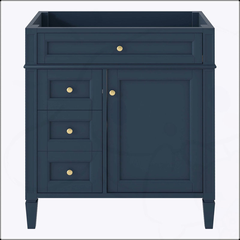 Meuble-lavabo moderne de 30 po avec 2 tiroirs, un tiroir basculant et une tablette réglable pour un rangement efficace, Bleu