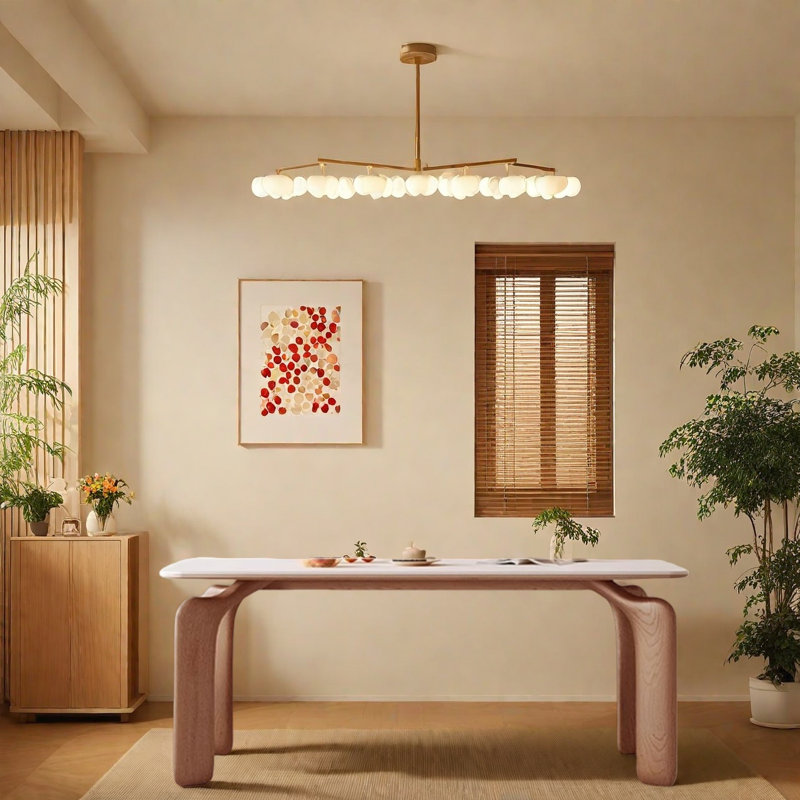 Table de salle à manger moderne en bois de frêne avec plateau en ardoise, H 29,5 po x L 59,1 po x l 31,4 po