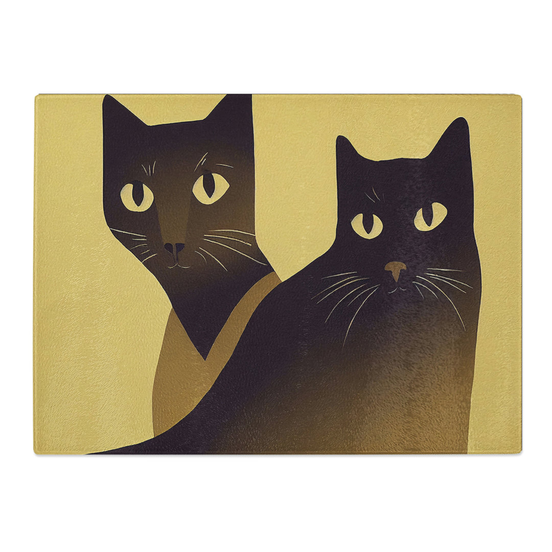 The Two Cats Abstract  Glass Chopping Board