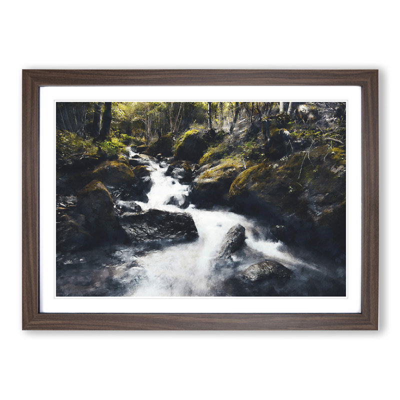 Forest Stream Vol.3 - Picture Frame Graphic Art, 27cm H x 36cm W x 2cm D, Walnut Framed