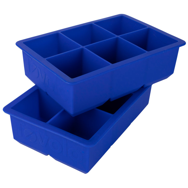 Tovolo King Cube Ice Trays Pack of 2, 12 Large 2-Inch Cubes BPA-Free, Stratus Blue, Blue