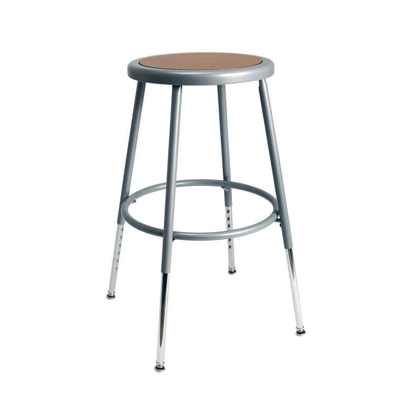 Adjustable Height Ergonomic Industrial Stool with Footrest, Gray, Counter Stool