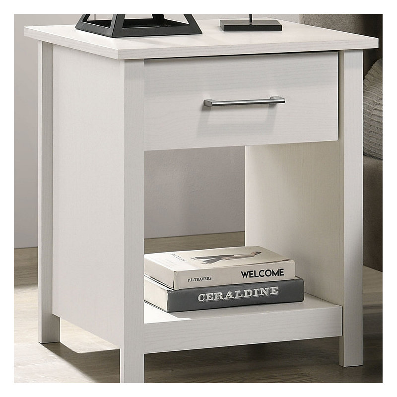 Table de chevet 1 tiroir Seraphiel, Blanc