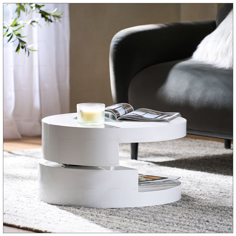 Table basse rotative multifonctionnelle avec rangement dissimulé, parfaite pour les espaces de vie élégants et organisés