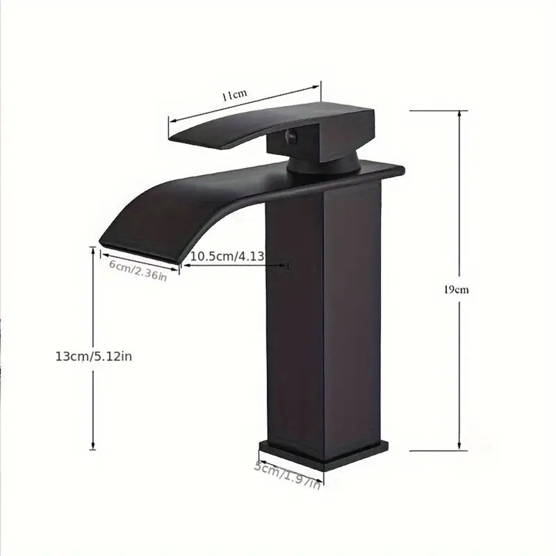 Robinet de salle de bain monocommande à fixation sur le comptoir, Noir