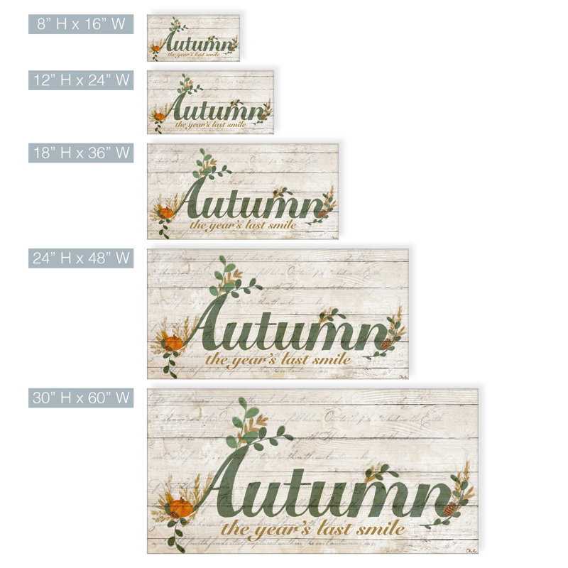 Reproduction d’art textuel sur toile tendue d’automne, H 12 po x l 24 po x P 1,5 po