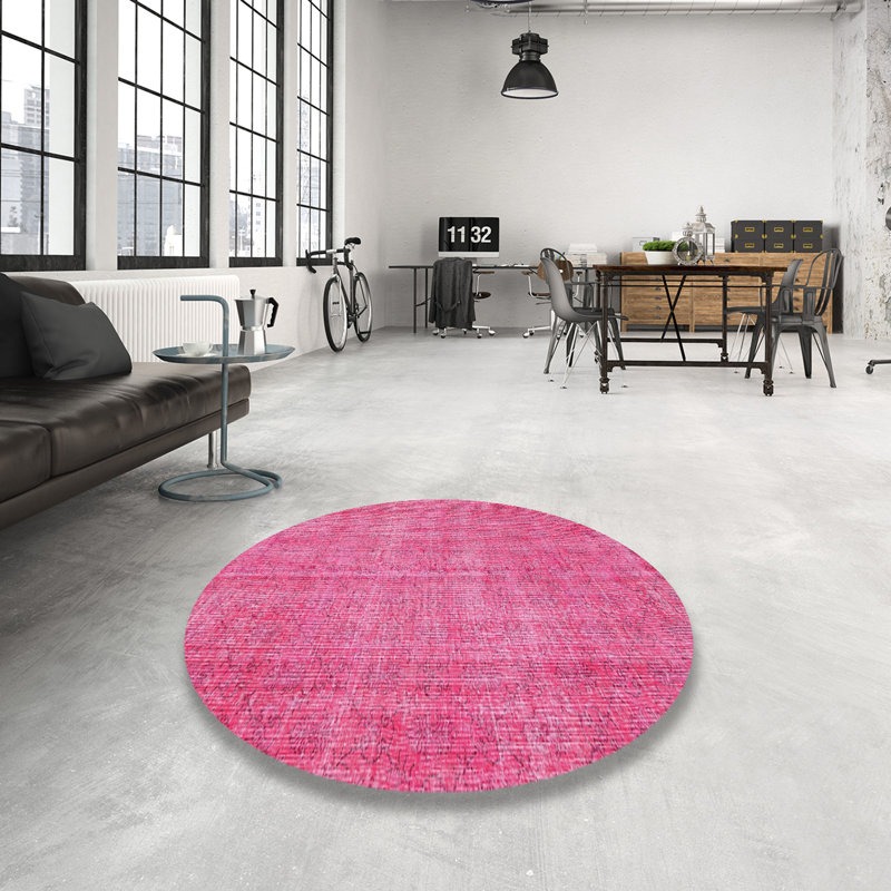 Tapis traditionnel rose, Rond 8 pi