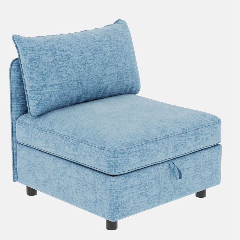 Canapé modulaire modulaire, canapé d'intérieur avec rangement pour le salon, L 129 po, Bleu antique