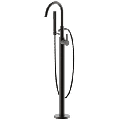Euro Collection Single Handle Floor Mounted Roman Tub Filler Faucet with Hand Shower - Oil Rubbed Bronze