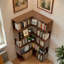 Bibliothèque d'angle à 6 niveaux, bibliothèque en L de 66 po de hauteur avec chicane, tablette d'angle autoportante, bibliothèque en bois avec tablettes ouvertes pour le salon, la chambre à coucher, le bureau personnel, noyer-1068885880