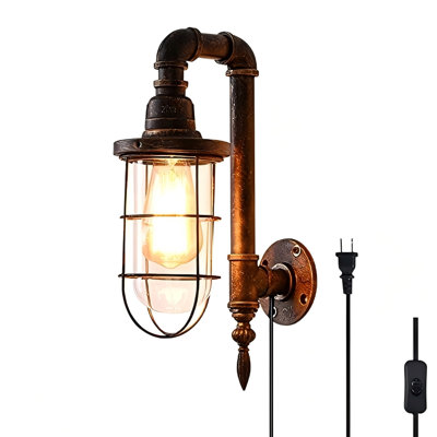 Applique murale industrielle de style rétro E26 à fixation murale avec fil de fer de style rétro avec filament réglable 5,9 pi