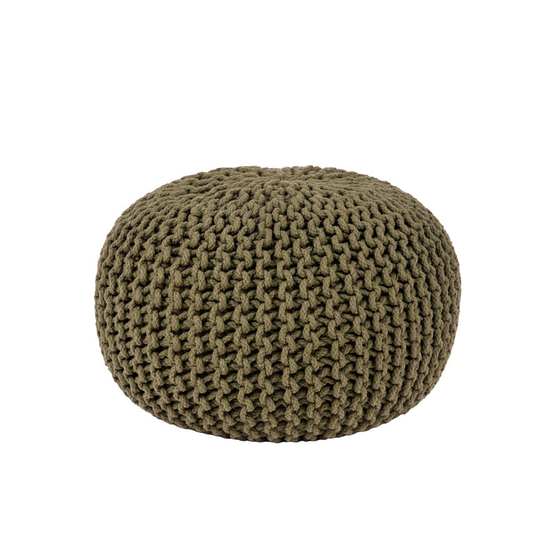 Manon Round Pouf Ottoman, Army, 35cm H x 70cm W x 70cm D