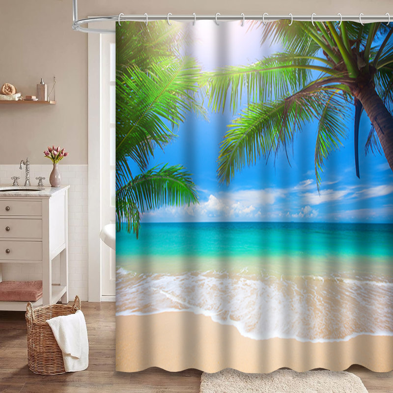Rideau de douche Tropical Beach Palm, L 72 po x l 84 po