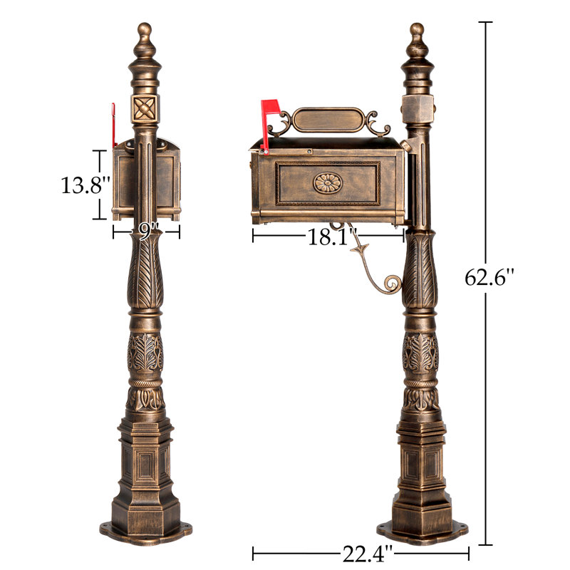 Metal Post Mounted Mailbox