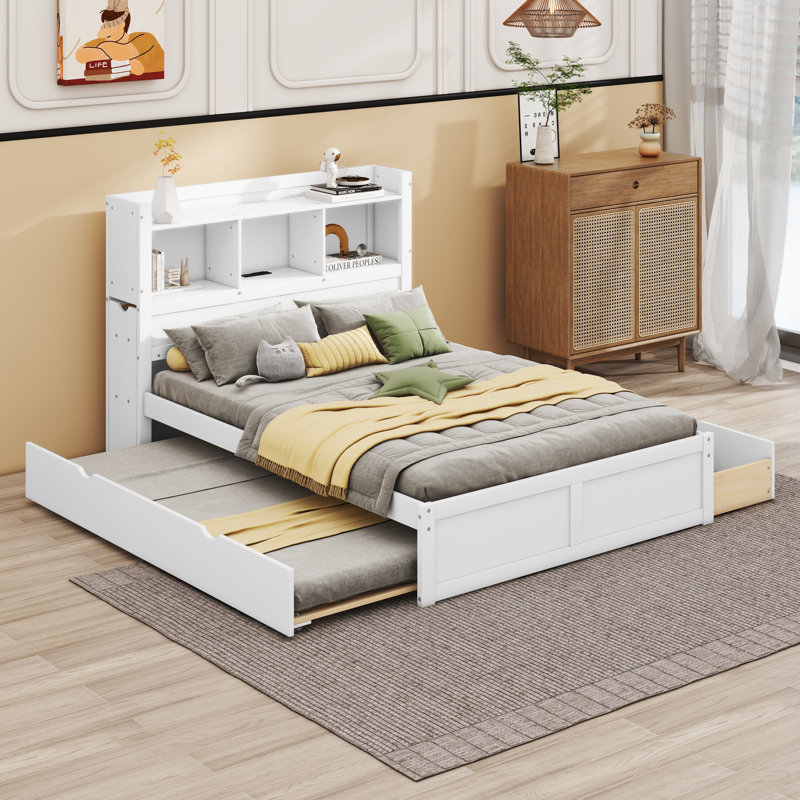 Lit plateforme avec rangement Loletha, Blanc
