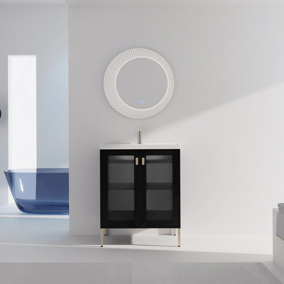 Freestanding Bathroom Vanity Plywood With Ceramic Sink, Soft Closing Door