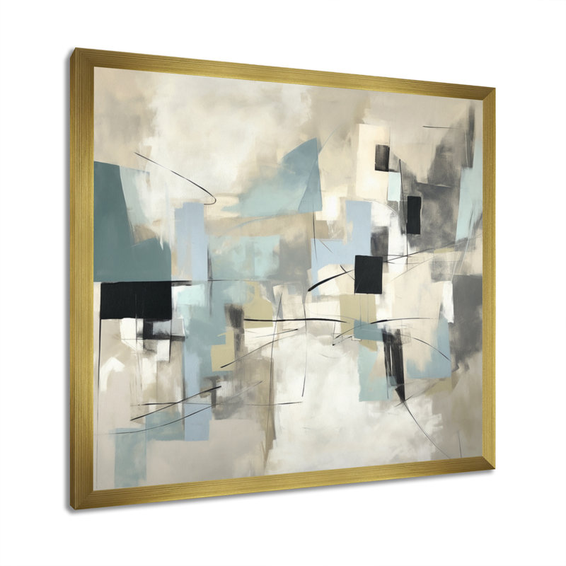 «Beige and Grey Unianted Creativité II», impression sur toile, H 24 po x l 24 po x P 1 po, Encadrement doré