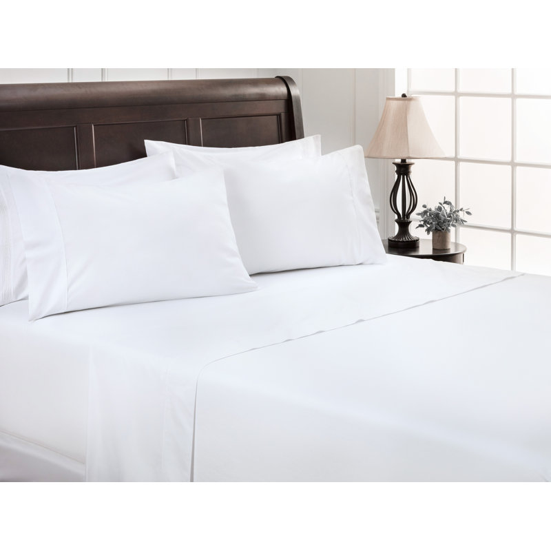 Microfiber Percale Sheet Set, White, Twin Sheet Set with 2 Pillowcases