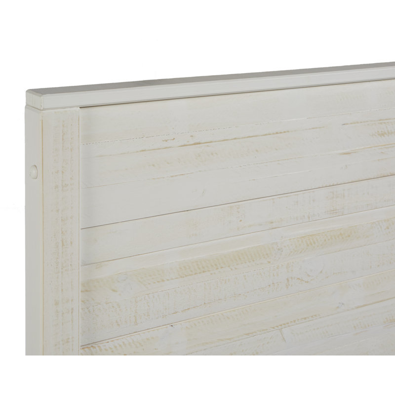 Lanora Solid Wood Panel Bed, Shabby White, Queen
