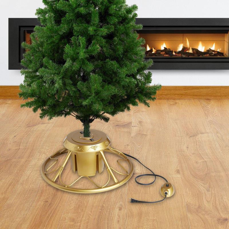 Gold Metal Rotating Christmas Tree Stand for 9ft Trees
