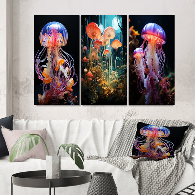 «Jellyfish Luminescent Beauty Pastoral», 3 pièces sur toile
