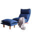 Fauteuil inclinable pliable pour balcon - structure en métal avec mécanisme de chambre à coucher en tissu doux et relaxant bleu foncé, base