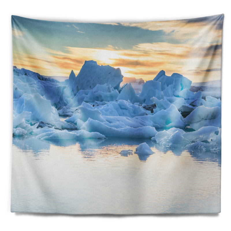 Tapisserie «Icebergs» dans un lagon glaciaire, H 32 po x l 39 po