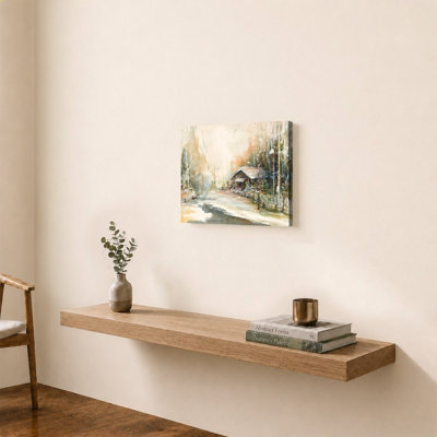 «Cabin In Snowy Woods» par Diannart - Impression sur toile