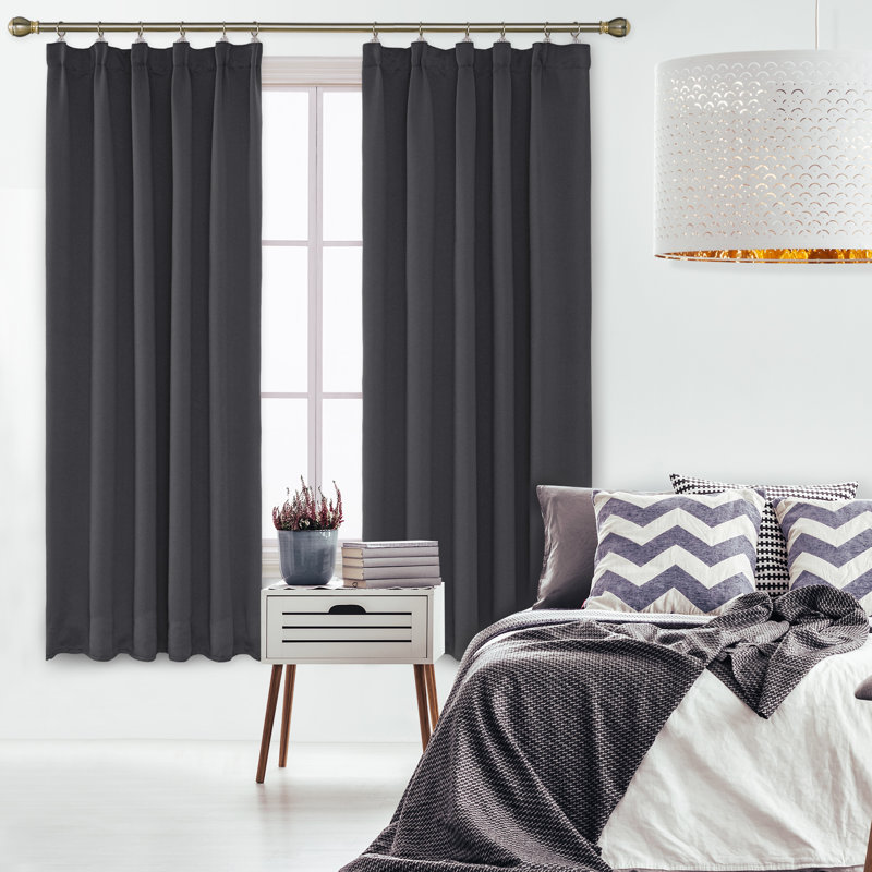 Farhod Blackout Curtain, 132cm Width x 183cm Drop, Dark Grey