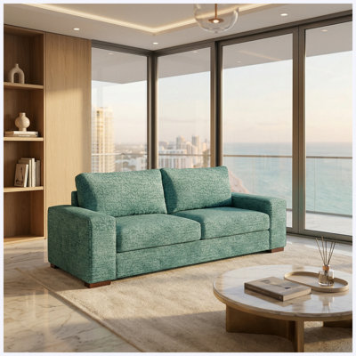 USA-Made Classic 2-Arm Sofa, 5-Day Shipping, Custom Fabric Green Seafoam Fabric