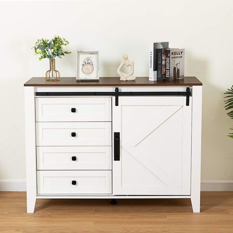 Buffet Server Console, Drawer Dresser , hallway table with drawers, Brown, White