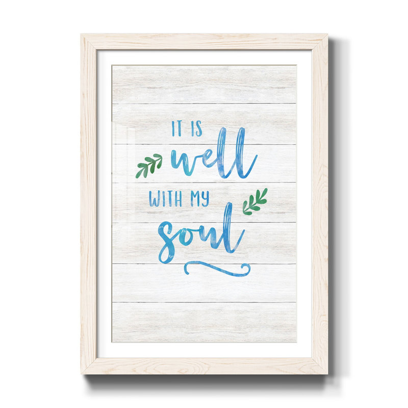 It Is Well - Reproduction d'art textuel sur papier encadré, Blanc, H 37,5 po x l 27,5 po x P 1,5 po