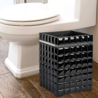 Oneita Resin Wastebasket | 7QT | Black | Compact Trash Can for Bathroom, Bedroom, Office