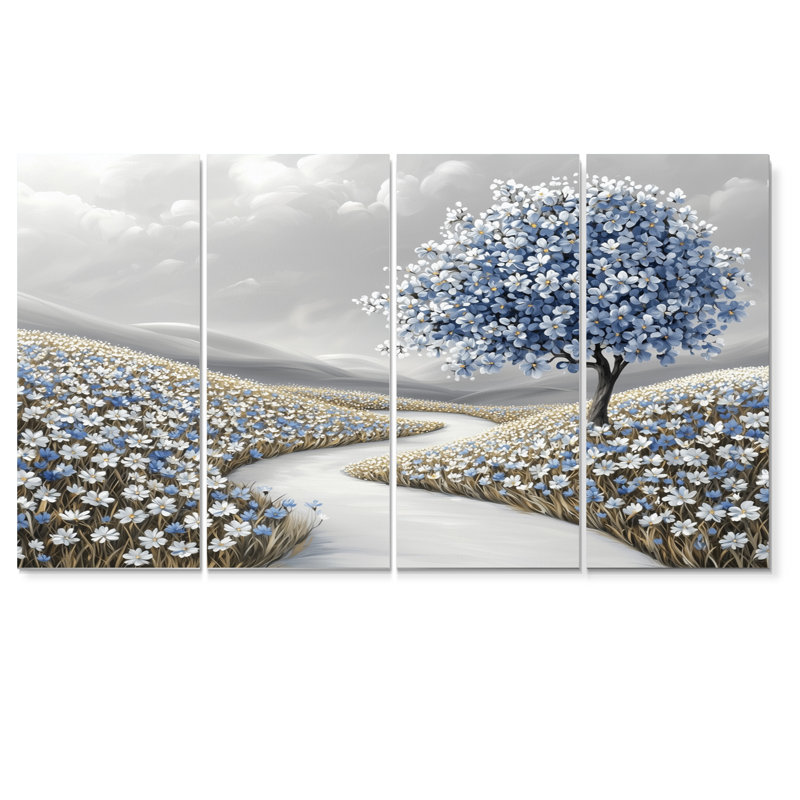 "Countryside Floral Blooms I" - ensemble d'art sur toile, H 32 po x l 64 po