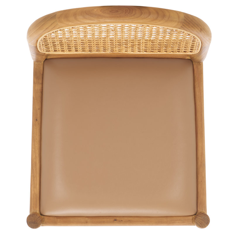 Laylie Rattan And Leather Counter Stool, Natural