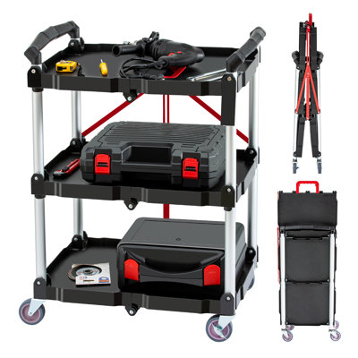 Chariot pliant, chariot pliable à roulettes pliable à 3 niveaux avec roues