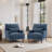 Upholstered Navy Nailhead Trim Accent Chair with Throw Pillow and Solid Wood Legs (Set of 2)-658513693