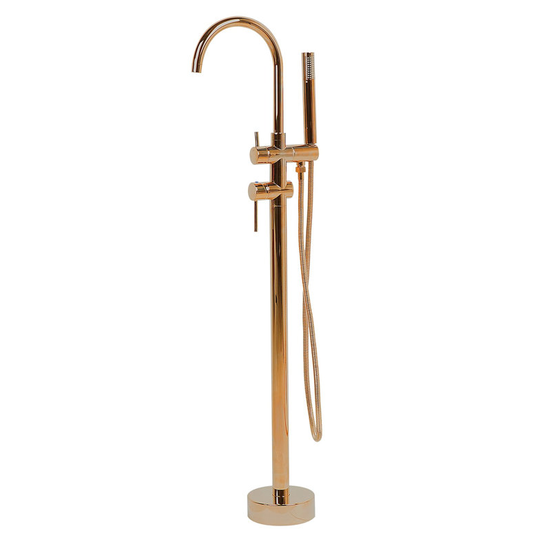 Floor Bath Shower Mixer Bath Filler with Diverter, Copper