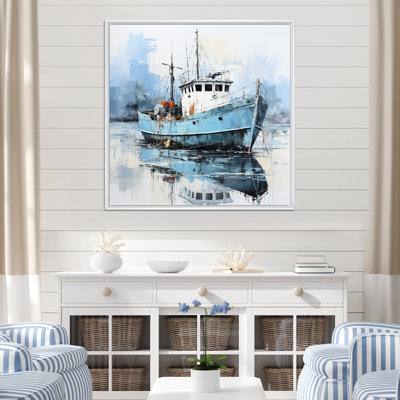 Bateau de pêche bleu et blanc III sur toile