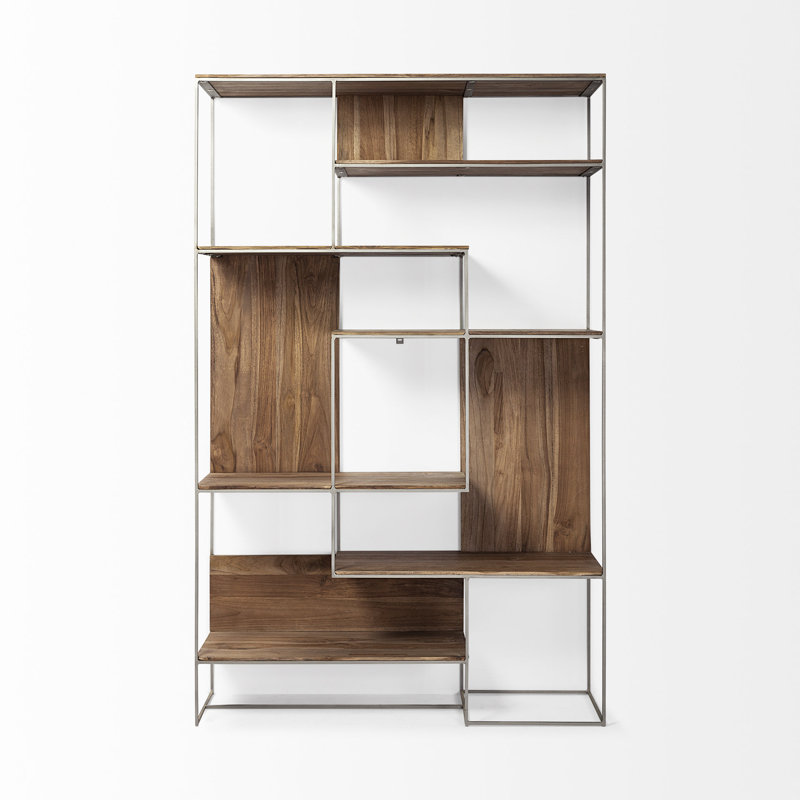 Pawnee Bookcase, Brown/Silver