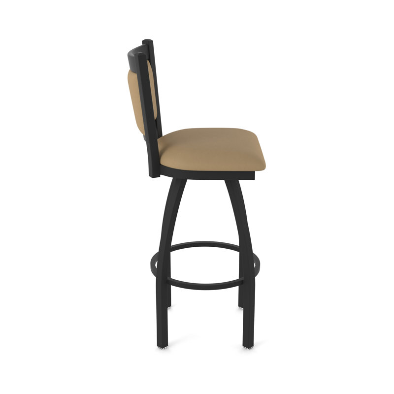 Tabouret pivotant Hadleigh, Noir froissé, Tabouret de bar (siège d’une hauteur de 30 po), Vinyle - sable Canter