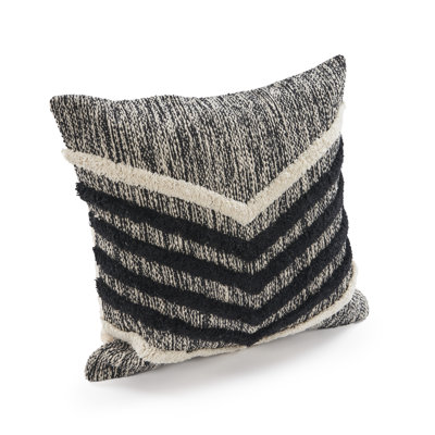 Hand Woven Distressed Geometric Fringed Cotton Throw Pillow Cover
