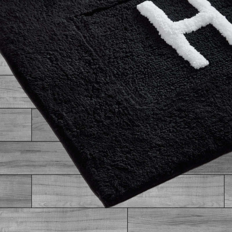 Cotton Blend Bath Rug, Black