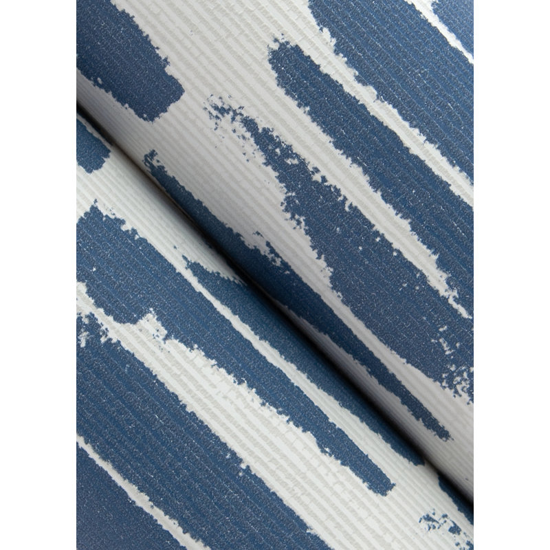 Myrtle Purple Abstract Stripe Wallpaper, Blue/White