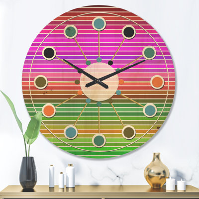 Horloge murale horizontale à motif géométrique II