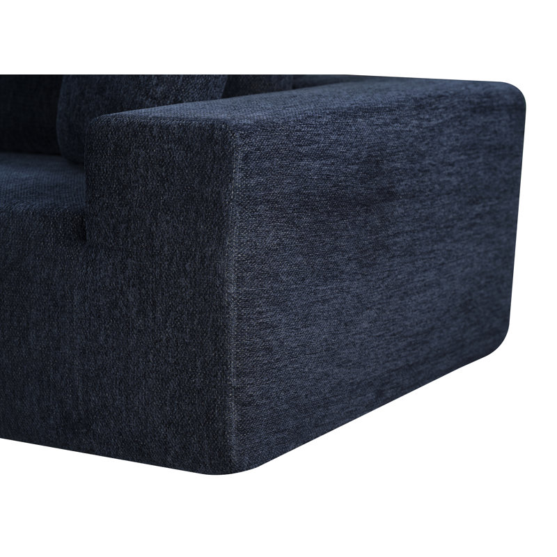 Clairah 2 - Piece Upholstered Boneless Sectional, No Assembly Required, Blue Polyester Blend, Left Hand Facing