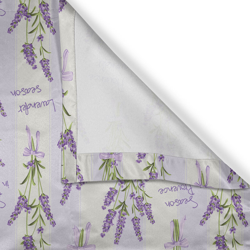 Rustic curtain, stripes and flowers, purple